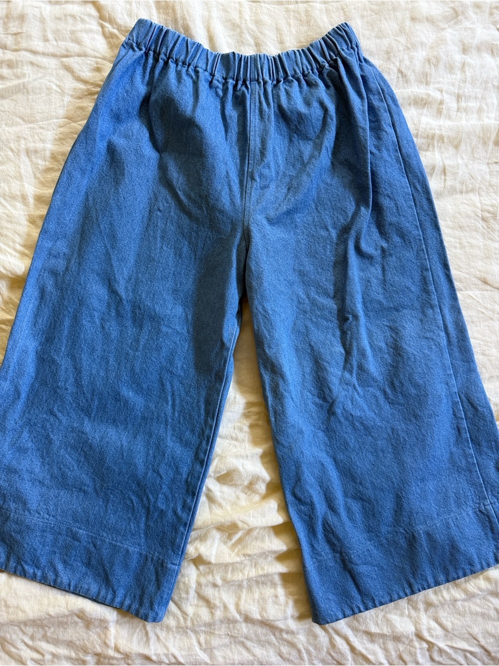 Women's Blue Wide Leg Crop Jeans - Relaxed Flare Fit